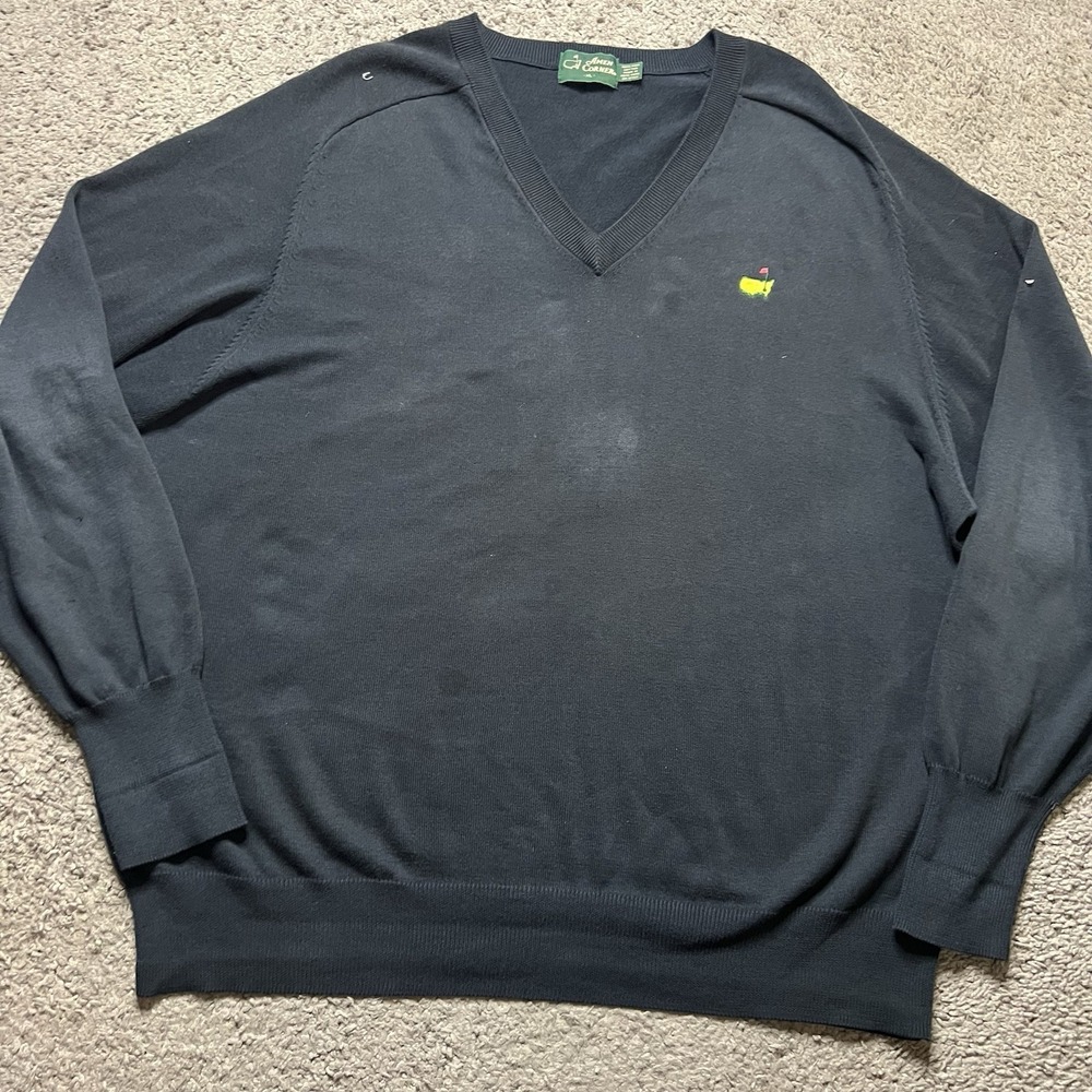 MASTERS AUGUSTA NATIONAL GOLF Slazenger Sweater Mens XL Black V-Neck VINTAGE